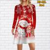 Women Casual Dress Cute Snowman Print Dresses For Women O-neck Short Sleeve Dress Plus Size