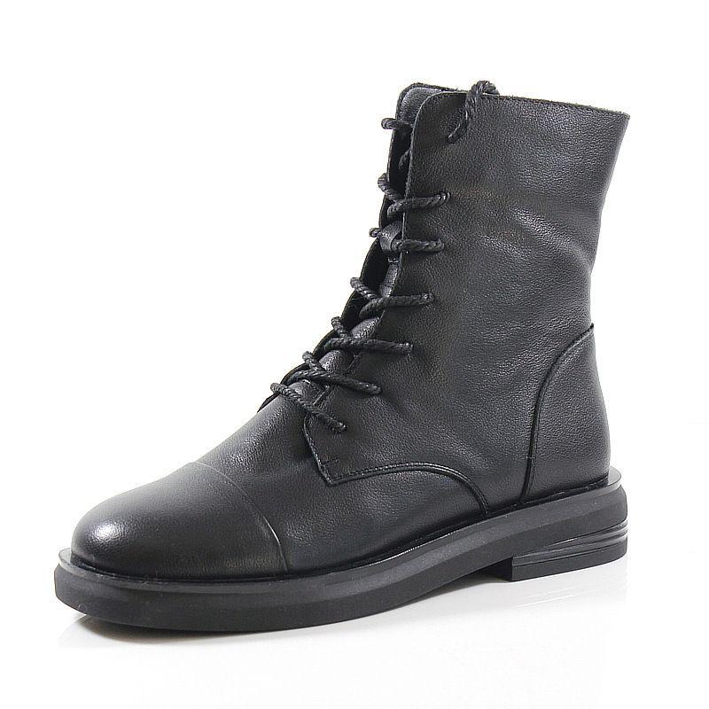Damskie Czarne Botki Sznurowane Martin - Moda Jesień/Zima 2020, Casualowy Brytyjski Styl