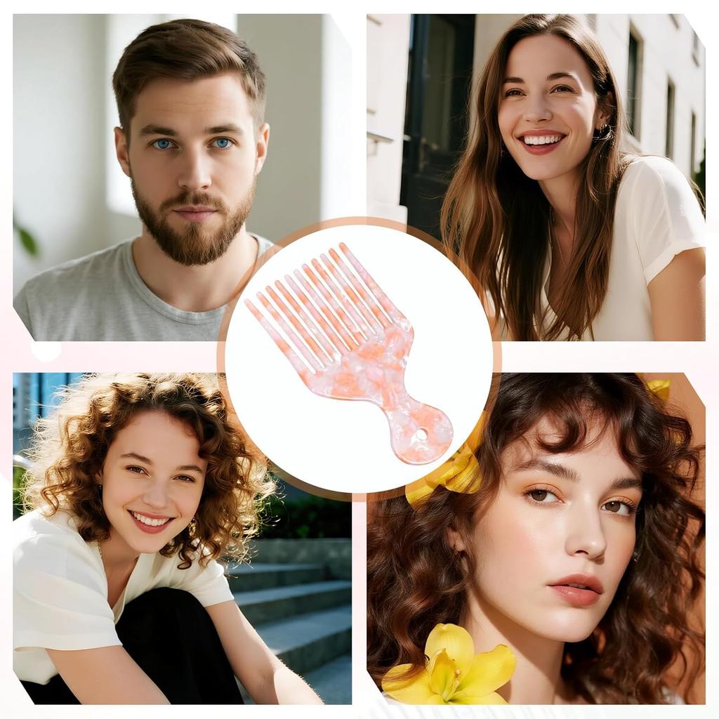 Hair Picks for Curly Hair Wide Tooth Hairs Picks for Women Pink Long Tooth Hairs Comb for Long Thick Curly Detangling Lifting Combs for Anti Static