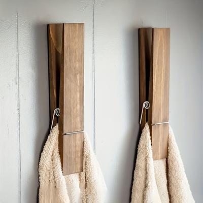 1 porte-serviettes extra large en bois pour salle de bain, porte-serviettes mural de décoration de ferme, décoration de buanderie polyvalente pour la maison