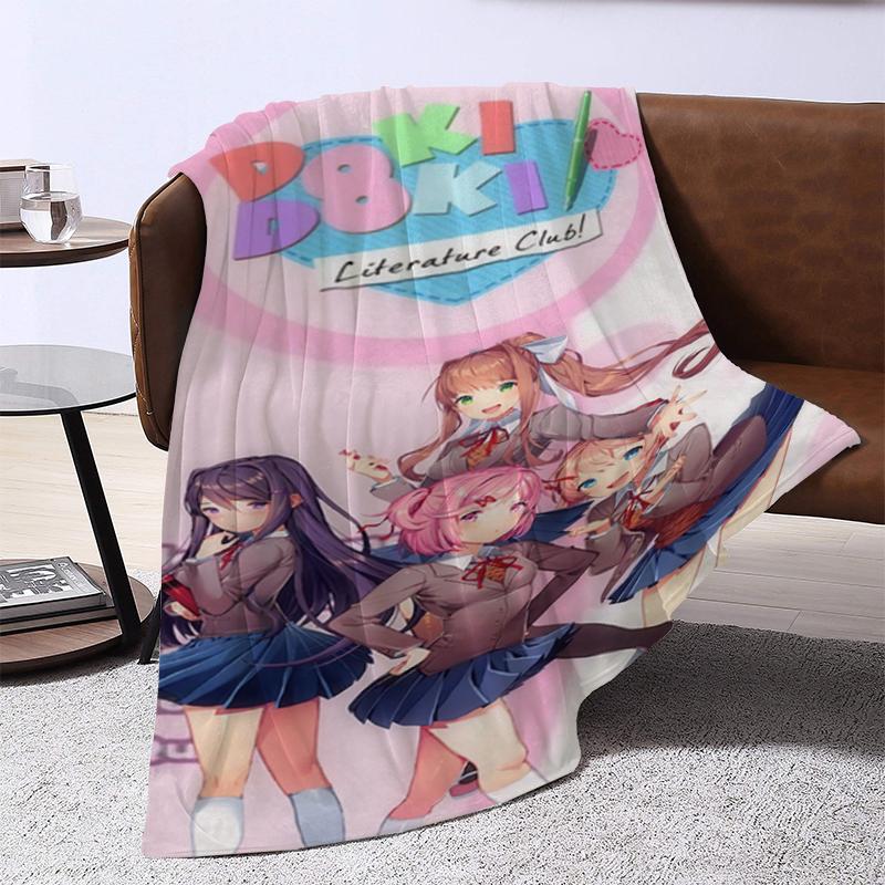 D-Doki Doki L-Literature Club Anime Throw Summer Blanket Fluffy Microfiber Bedding Portable Bed Blankets for Decorative Sofa
