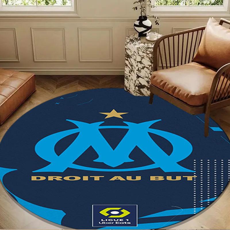 1PC rug Olympique Football Crest Round mat Home Decor, Chair rug For livingroom,Bedroom, doormat home decor Birthday Gift Christmas Gifts