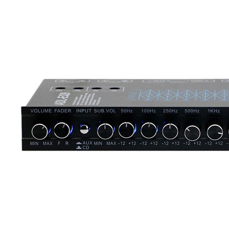Vehicle Audio Equalizer 9 Band Adjustable DSP Chip Metal Case Subwoofer Output for Car Boat RV