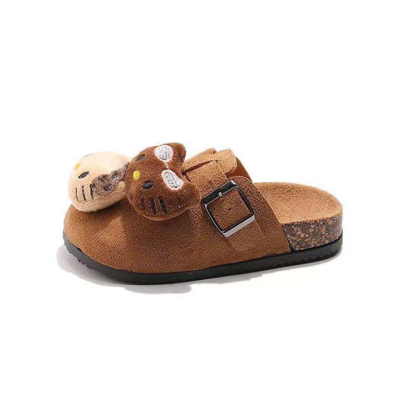 Adorable 2025 Autumn Closed-Toe Cotton Slippers for Women and Kids - Cartoon Design