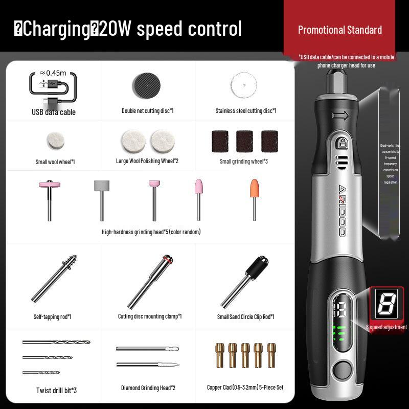 Compact Electric Grinder for Engraving and Polishing - Ideal for Jade, Wood Carving, and Small Drilling Tasks