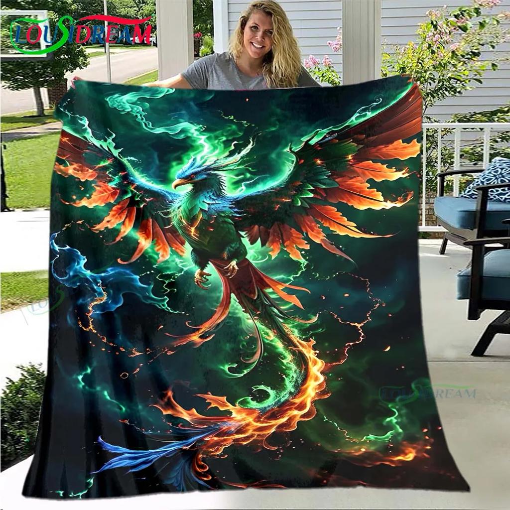 3D Popular Mythical Beast Phoenix Blanket,Flannel Throw Blanket for Home Bedroom Bed Sofa Picnic Office Hiking Leisure Nap Gift