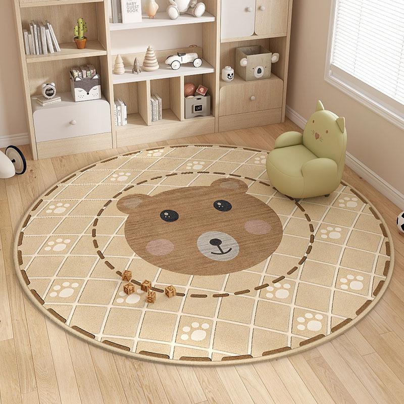 Cartoon Cute Lion Carpet Living Room Sofa Bedside Rug Children's Room Home Decor Fluffy Soft Round Animal Thick Plush Mat