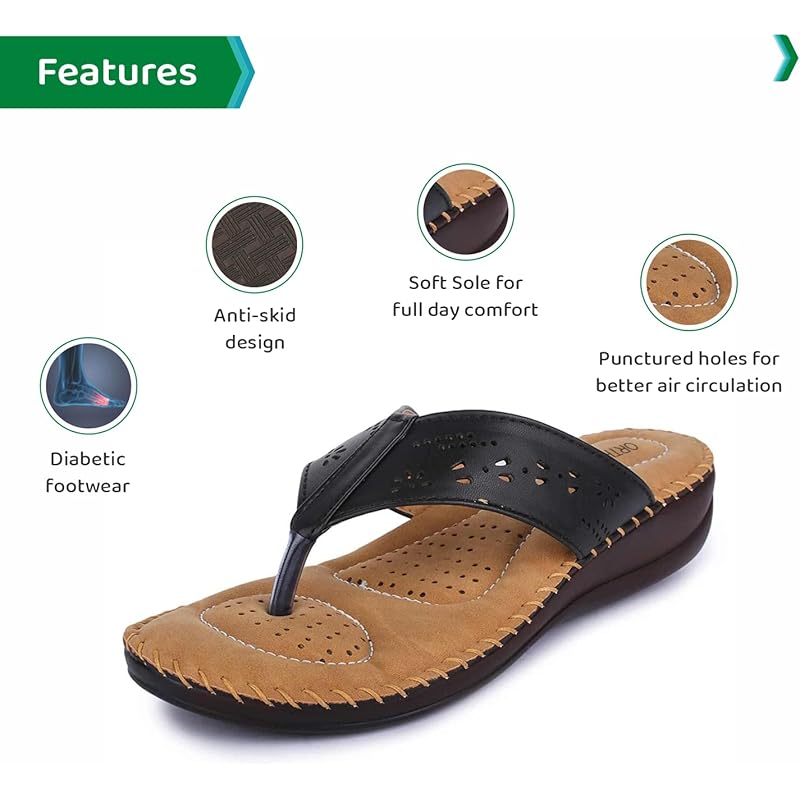 Ortho Joy Extra Soft Doctor Ortho Slippers For Men - 4Uk 4 UK чёрный