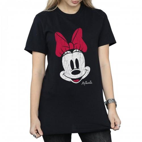 Disney Women's Black / Mickey Mouse Distressed Cotton Boyfriend T-Shirt L