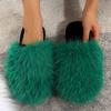 Fashion Closed Toe Fluffy Fur Slippers for Women Winter Plush Warm Indoor Home Slippers Woman Lightweight Flat Heels Couple Furry Slides