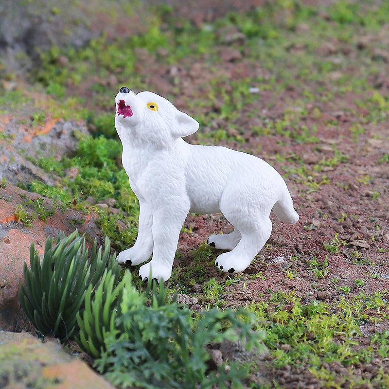White Wolf Cub Roaring Forest Animal Model - Educational Toy