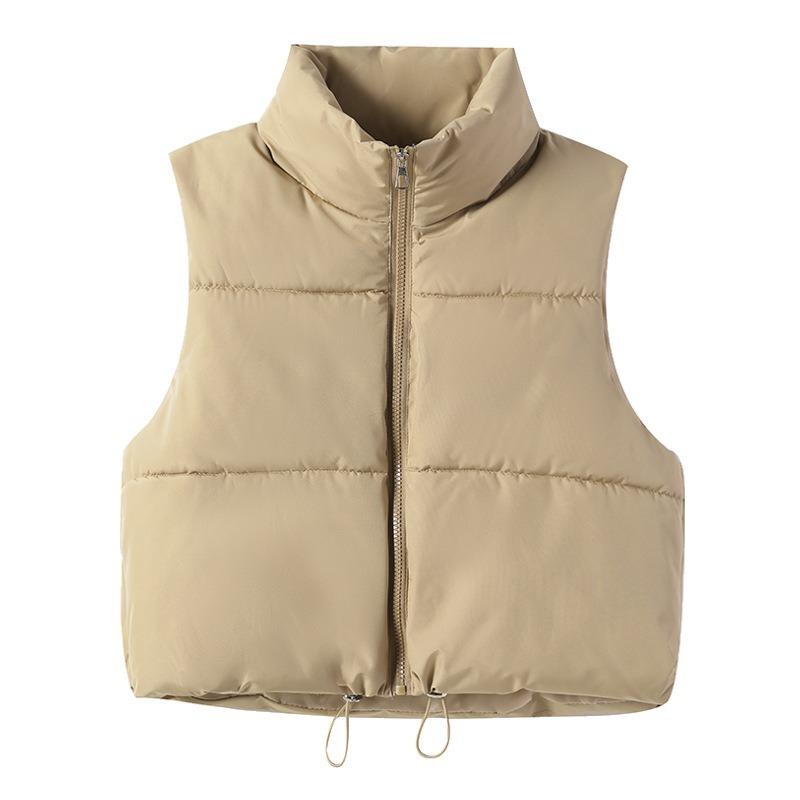 New winter cotton vest women's versatile loose fashion and thin simple stand-up collar short vest jacket