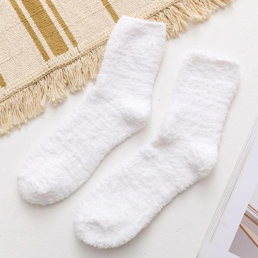 Men's Winter Coral Fleece Home Floor Socks Sleeping Tube Socks Solid Color Men's Socks