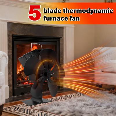 5-Blatt-Ofenventilator mit Wärmeantrieb für Holzscheitbrenner, Kamin, leises, umweltfreundliches Heizlüfterwerkzeug, effiziente Wärmeverteilung