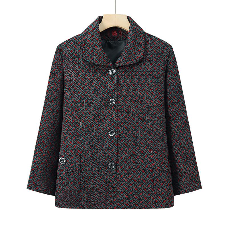 Spring & Autumn Lightweight Jacket for Mature Women - Stylish Lapel Top, Grandma's Fashionable Two-Way Shirt
