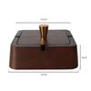 Square / Circle Natural Wood Ashtray With Lid Fireproof Iron Core Compact Size Suitable For Tea Tables And Desks Ash Tray Home