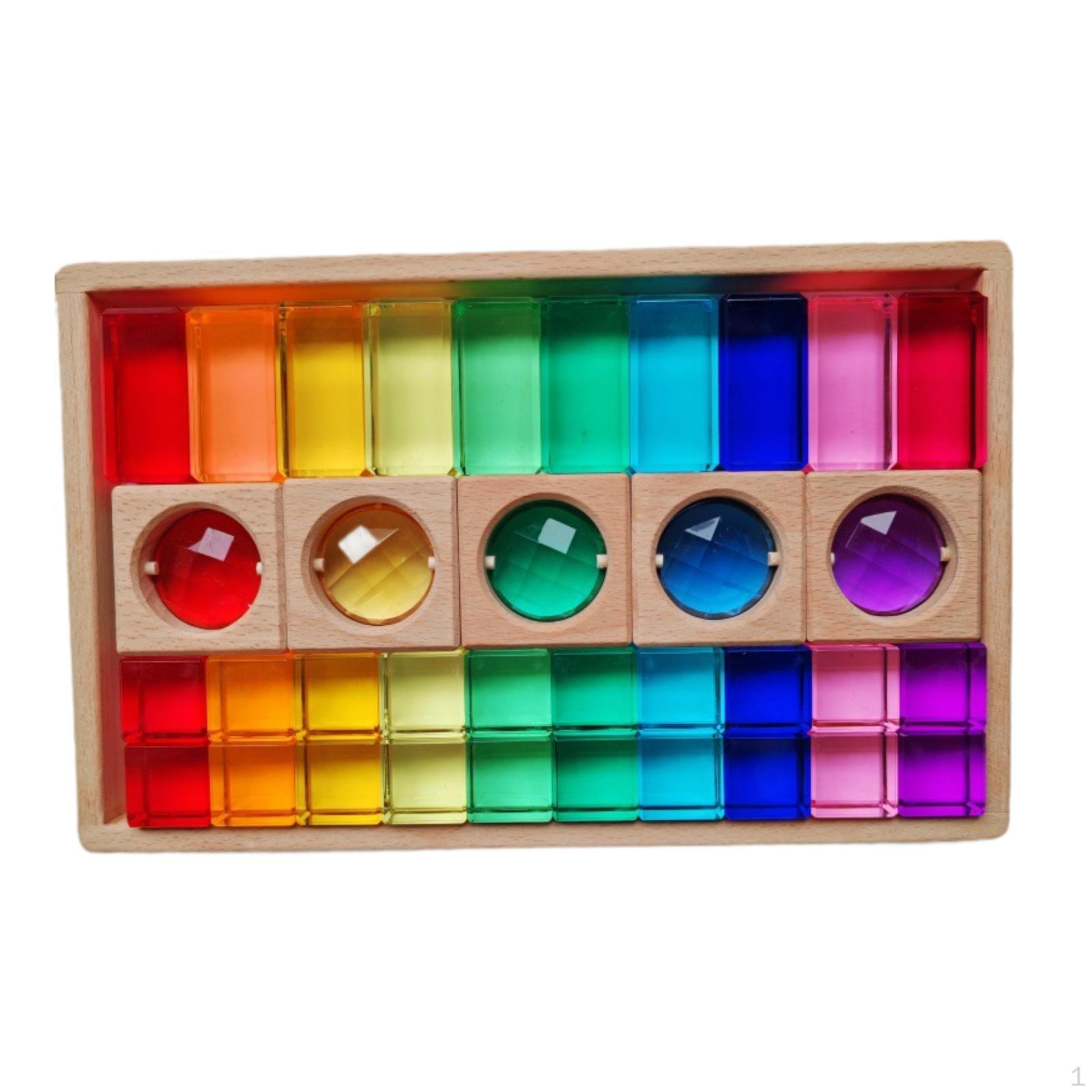 

Acrylic GEM Stacking Blocks Rainbow Stacker Construction Toy Colorful Preschool Learning