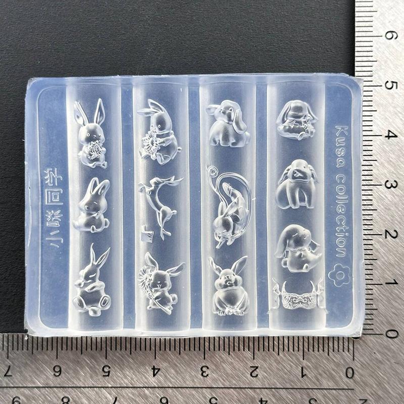3 Pcs Silicone Nail Art Mold Cute Cartoon Rabbit Moon Cake Moon 3D Acrylic Flowers Nails Templates Diy Manicure Design Tools