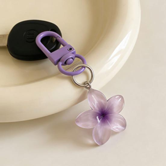 3Pcs Keychain Pendant Transparent Resin Flower Design Small Portable Decorative Pendant Bags Keys Wallets Cars Accessory