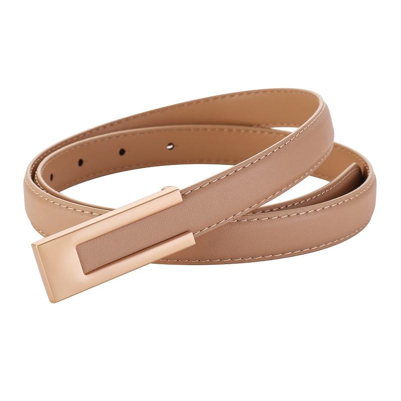 Fashion Leather Slim Waist Women's Matching Dress Suit and Jeans Black Belt Luxury Metal Buckle Soft Cowhide Belt