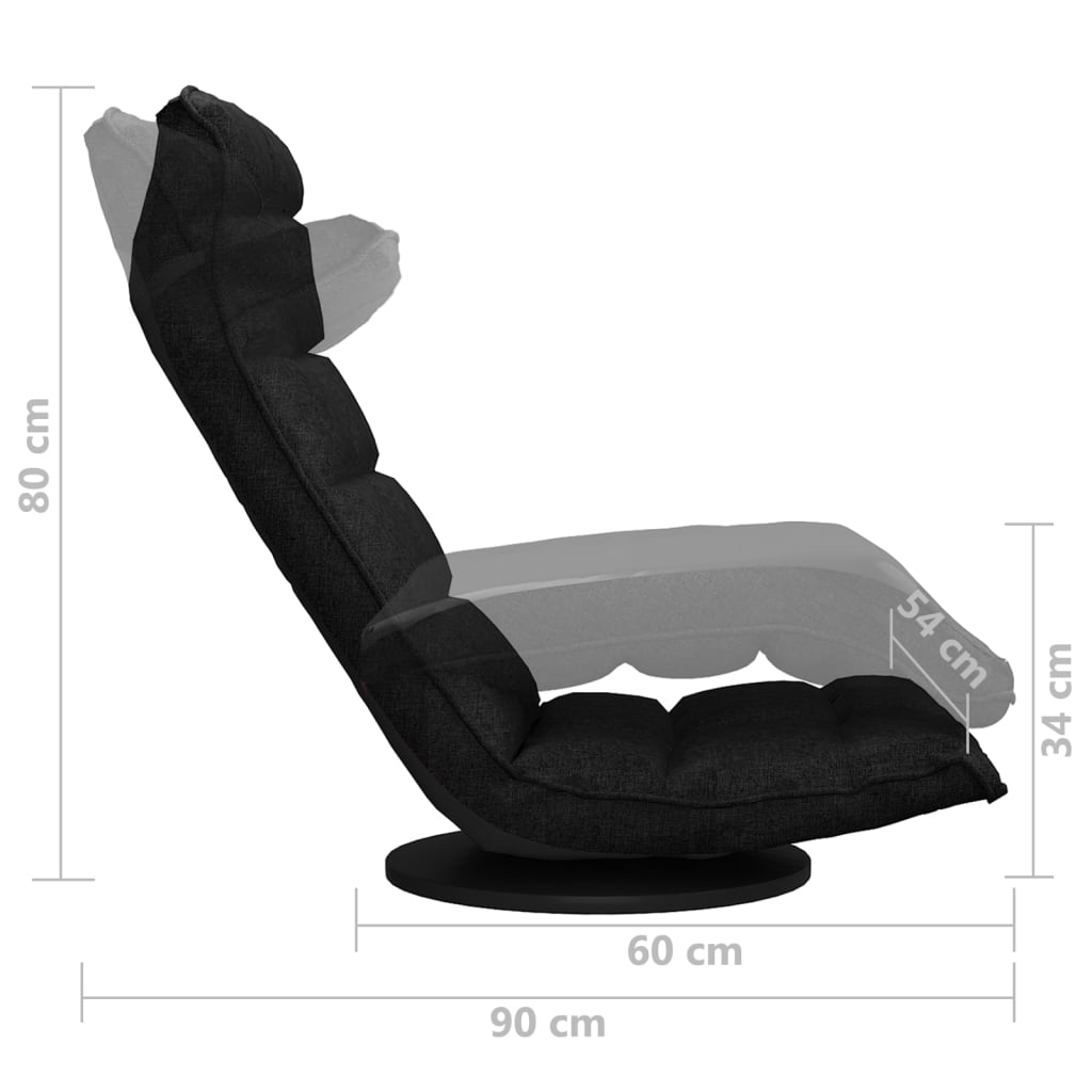 Floor Chair Swivel Black Fabric