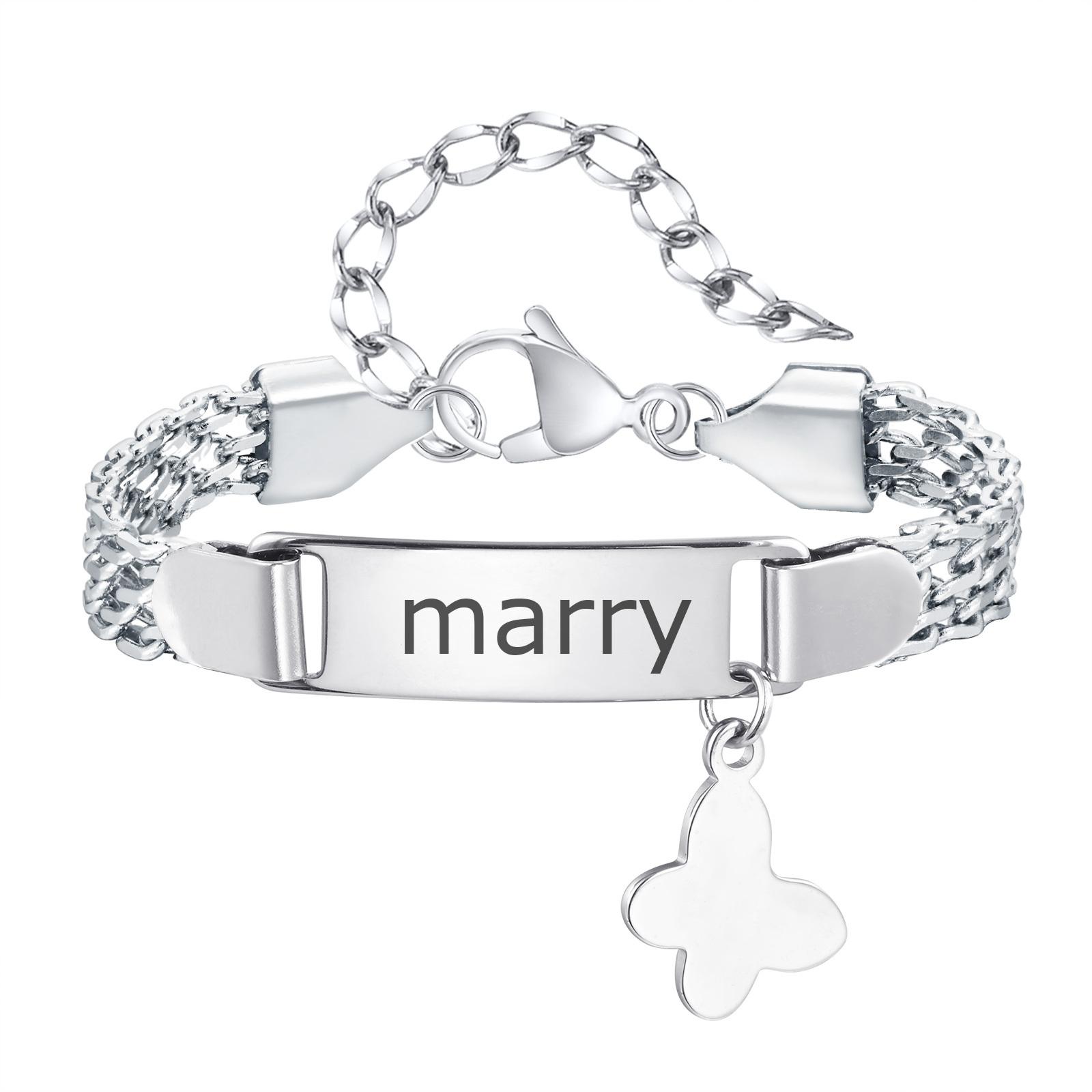 

Vnox Free Custom Children s Bracelet For Boys And Girls,Stainless Steel Text Nameplate Bow Pendent Strap Chain Bracelet Jewelry
