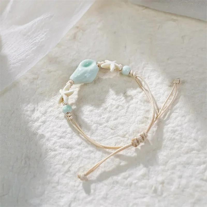 Bohemian Muschel Seestern Muscheln Perlenarmbänder für Damen Mädchen Boho Stil Muschel Perlen Strand Armreifen Schmuck Geschenk Verstellbar