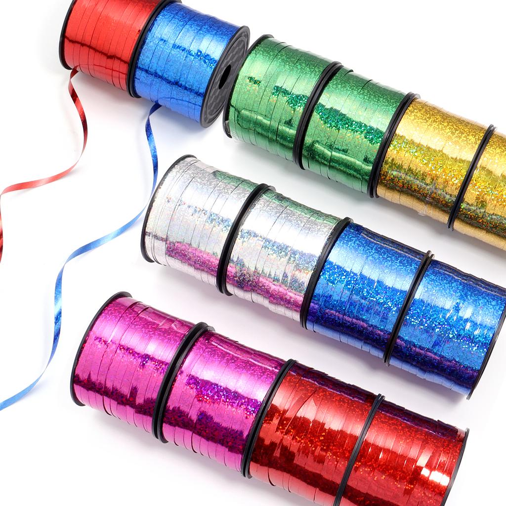 100yards Balloon Ribbons Colorful Plastic Laser Ribbons For Wedding Birthday Party Christmas DIY Crafts Gift Wrapping Decoration