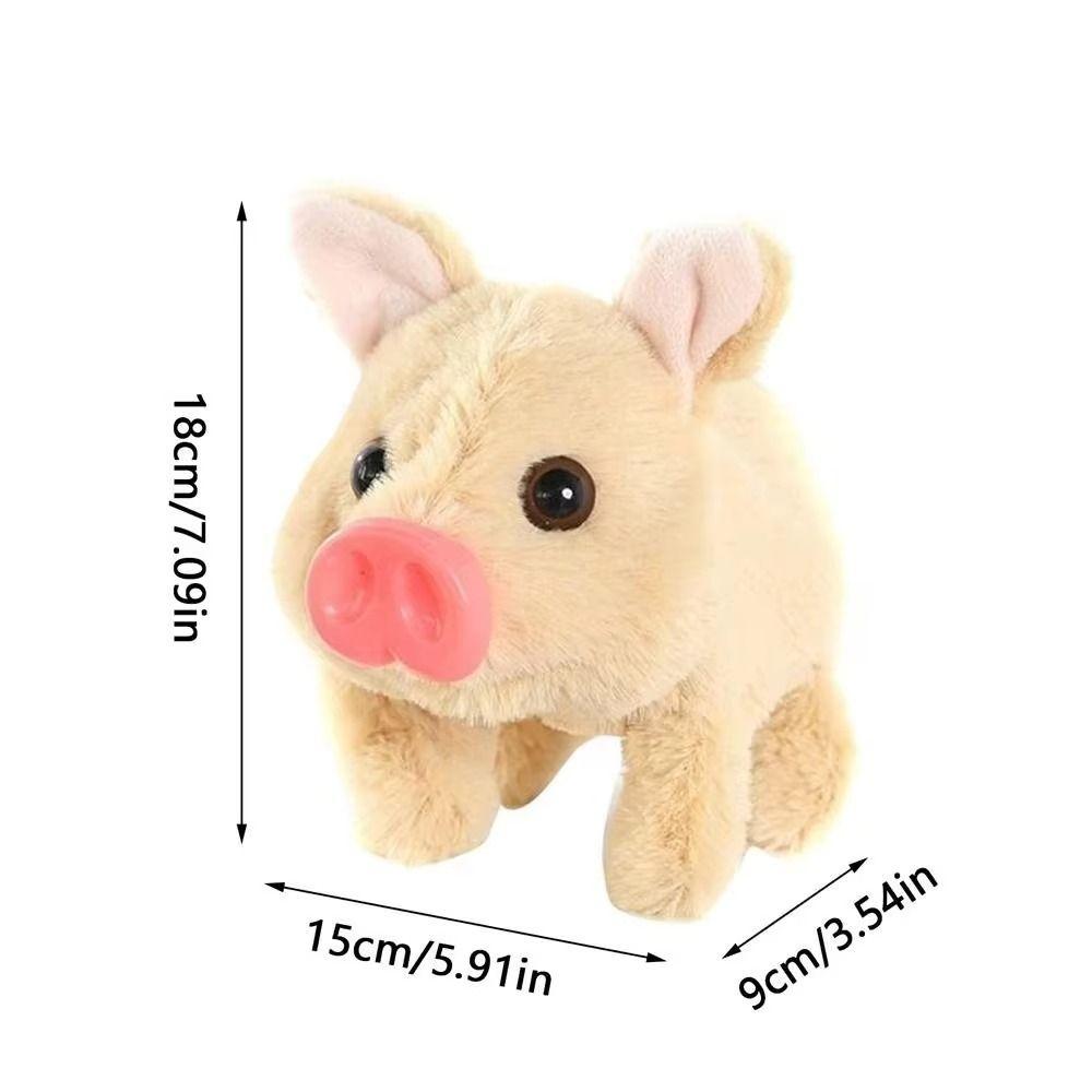 with Wagging Tail Electric Pig Plush Toy Can Walking Stuffed Animal Pig Doll  Interactive Play