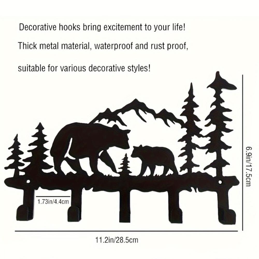 1pc Adorable Wall-mounted Metal Bear Key Hook Decoration For Hanging Clothes And Hats, Perfect For Decorating The Back Wall