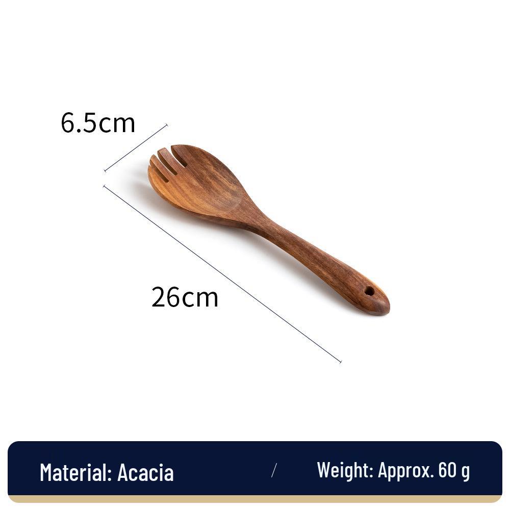 2023 Acacia Wood Long-Handle Non-stick Cooking Spatula & Ladle Set