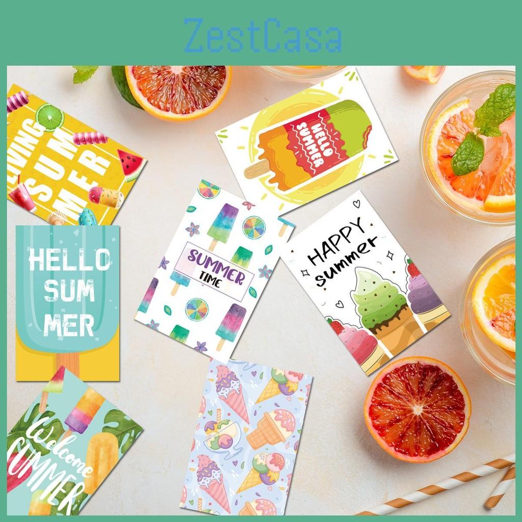 Summer Themed Colorful Ice Cream Pattern Greeting Card Envelope Set Sticker