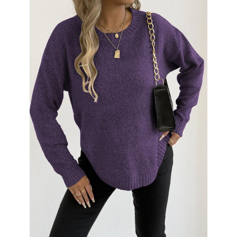Women's Autumn Winter Pullover Top Women's Floral Velvet Knitted Sweater Casual Base Shirt Round Neck Sweater