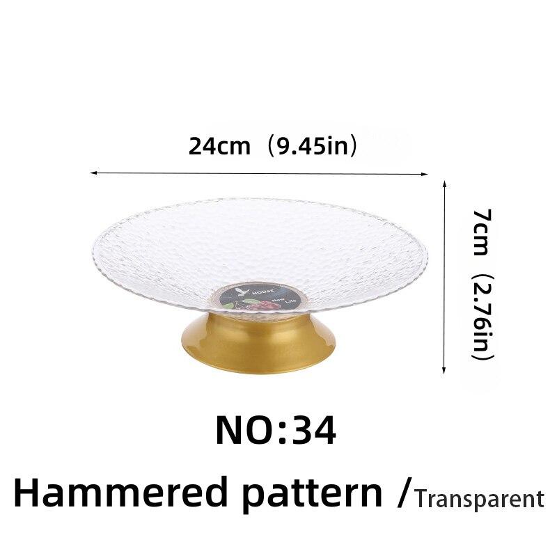 PET Fruit Plate With Base Hammered Pattern Tall Bar Living Room Fruit Plate Transparent Creative Fruit Plate Food Grade Snack