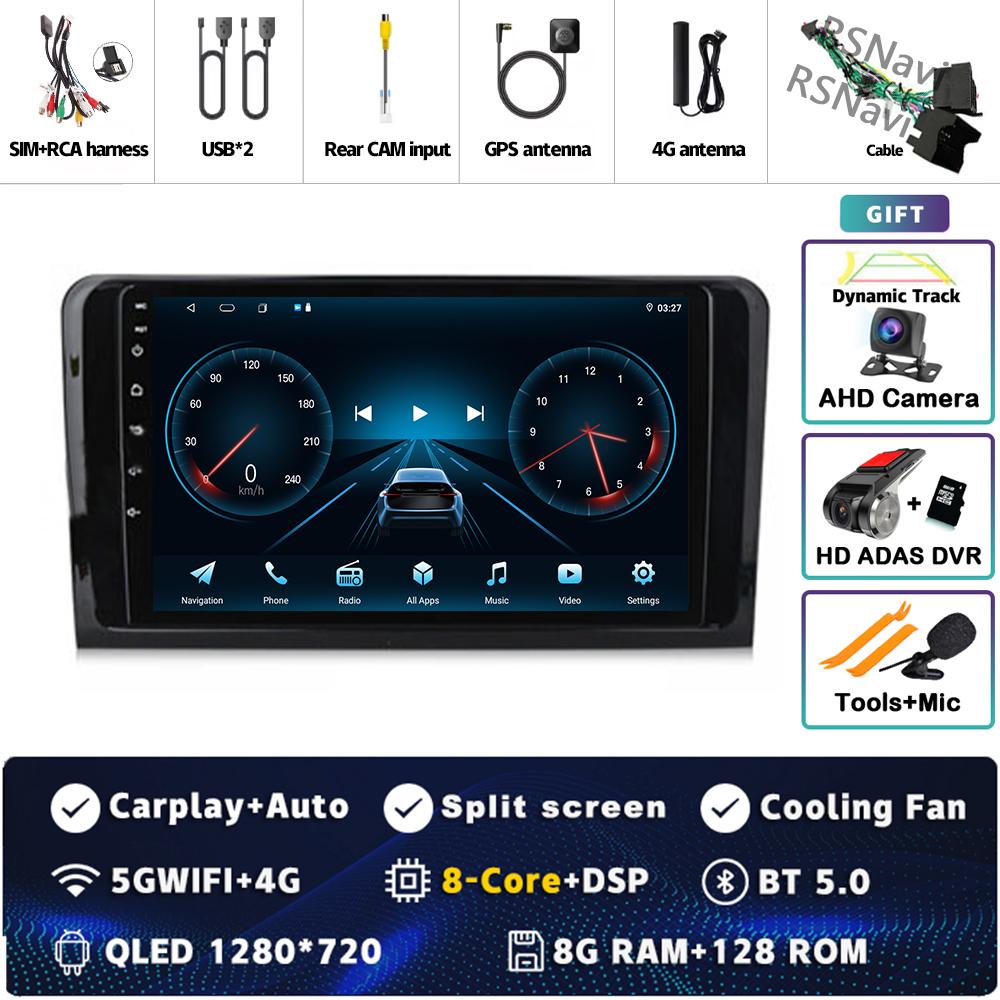 9" Android 14 Carplay Car Radio For Mercedes Benz M-Class W164 GL-Class X164 ML GL Multimedia Video Player GPS Stereo 2Din Auto