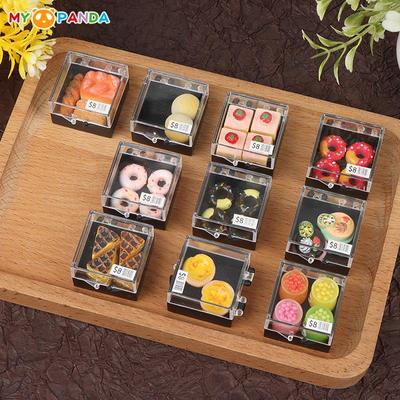 1:12 1Box Dollhouse Miniature Doughnuts Cake Dessert Model Miniature Food Scene Model DIY Doll House Decor Accessories
