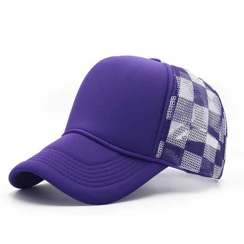 High Quality Truck Baseball Cap Plaid Printing American Truck Mesh Cap Breathable Sunscreen Shade Cap