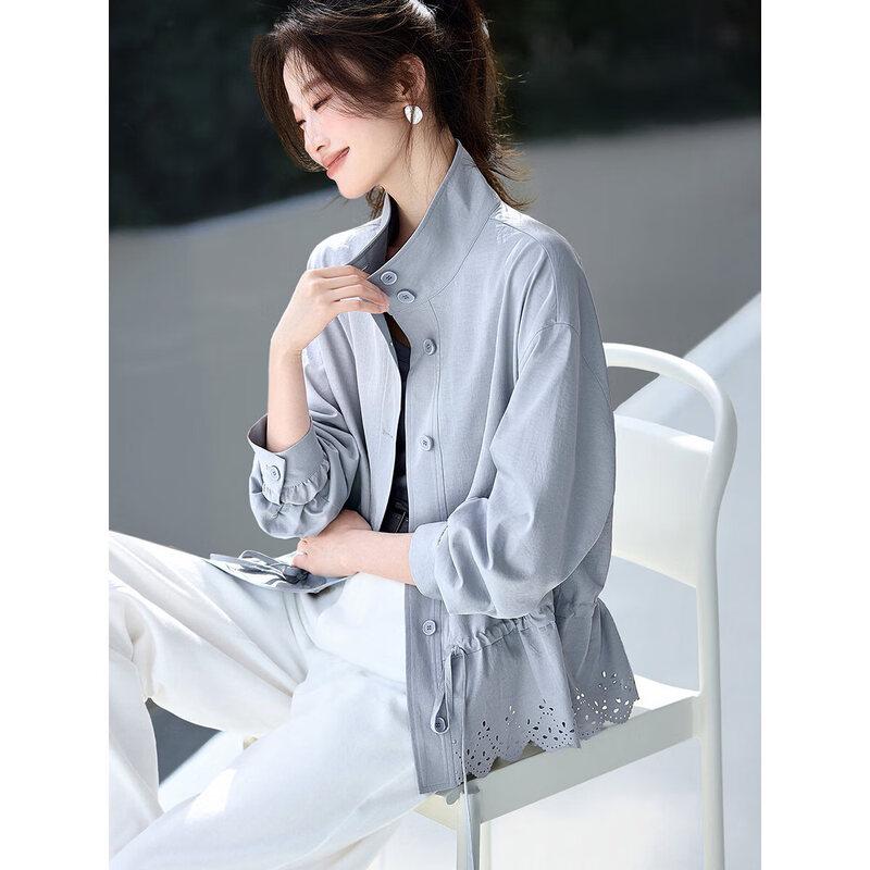 Women s Elegant Stand Collar Short Jacket 2XL