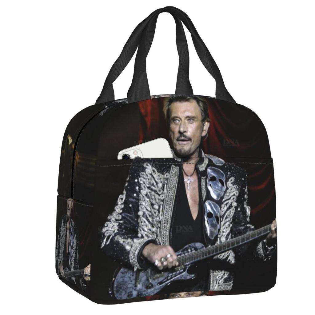 Sac isotherme personnalisé Johnny Hallyday Music Singer pour le déjeuner pour femmes Rock français Réutilisable Thermique Refroidisseur Boîte à lunch Scolaire