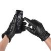 Black Waterproof Gothic Punk Touch Screen Gloves Fleece Guantes PU Leather Gloves Thicken