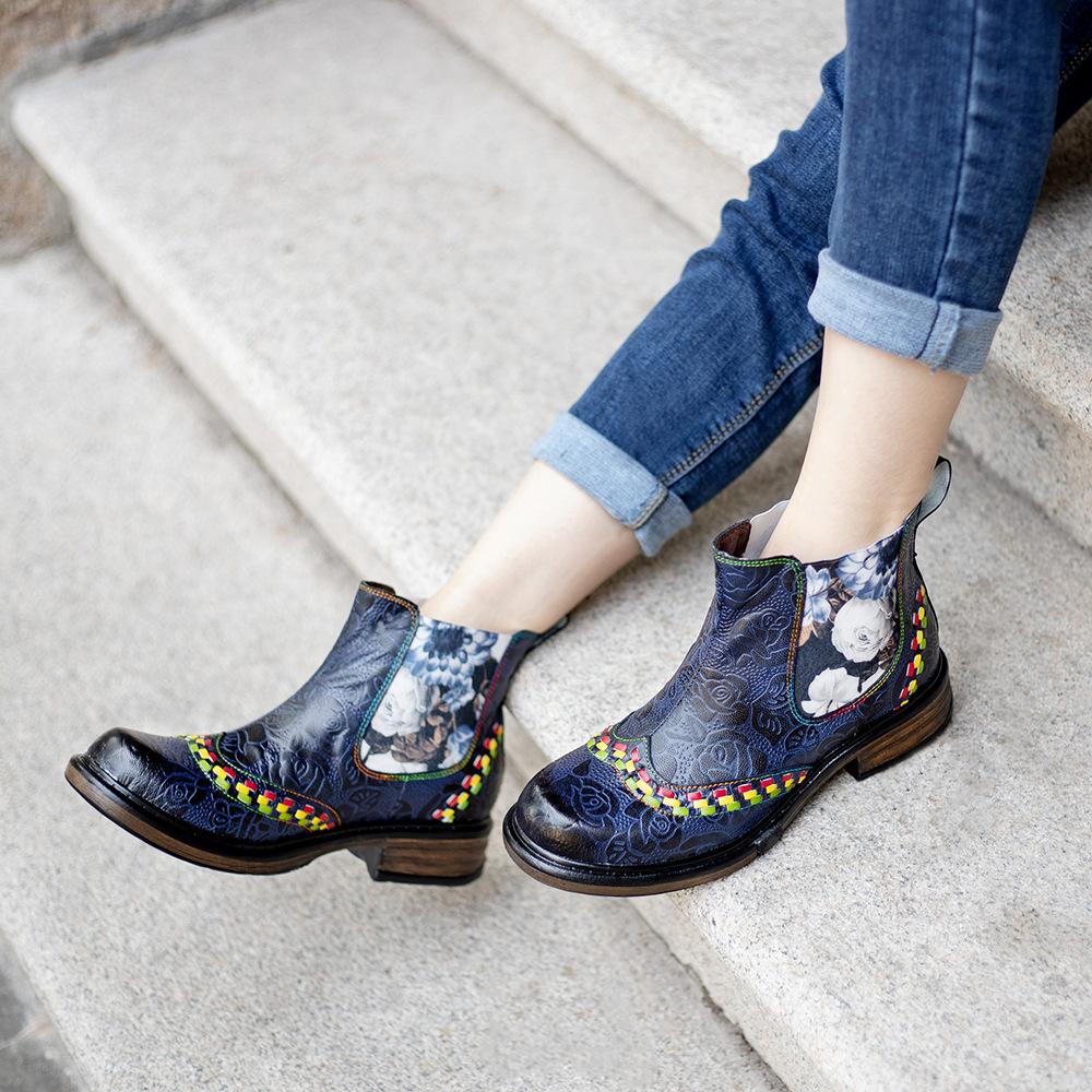 Ženy smíšené barvy Ženy Retro etnický styl Ležérní obuv Měkká dámská patchworková obuv