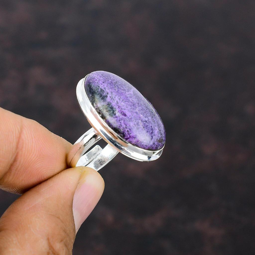 Purpurite Ring 925 Sterling Silver Ring Adjustable Ring Purpurite Gemstone Jewelry Handmade Ring Gift For Her Birthstone Rings Stylish Ring