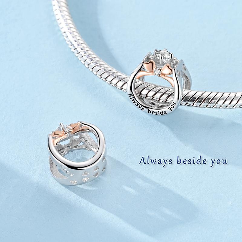 Copper Golden Rose Heart Charms Beads Sparkling Apple Bear Pendants Fit Women Bracelet Necklace Diy Jewelry Gifts