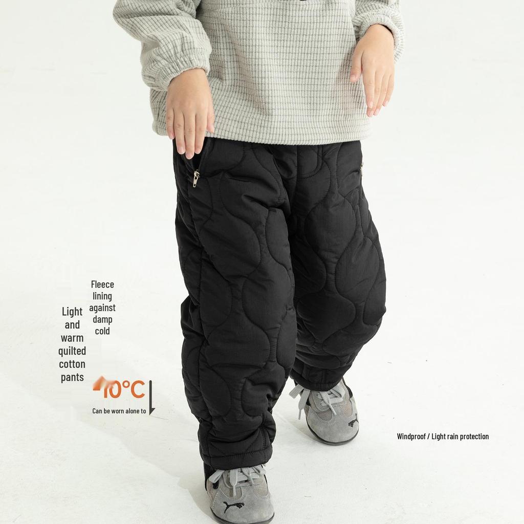 Kids' Quilted Winter Pants: Thick Warm Cotton, Cold Resistant, Casual and Lightweight
