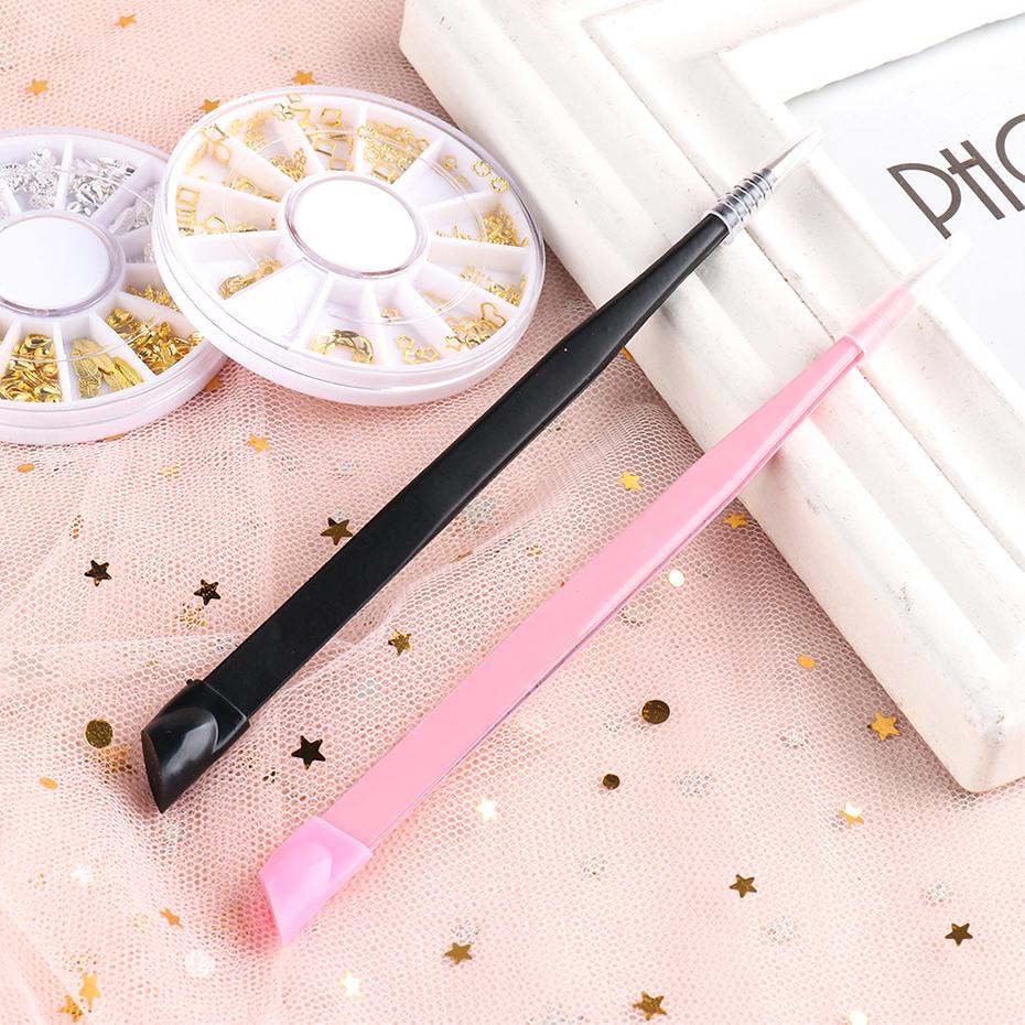 Dwustronna wielofunkcyjna pęseta do zdobienia paznokci Biżuteria do paznokci zbierająca prostą główkę Picker Silikonowa głowica dociskowa Narzędzie do Manicure