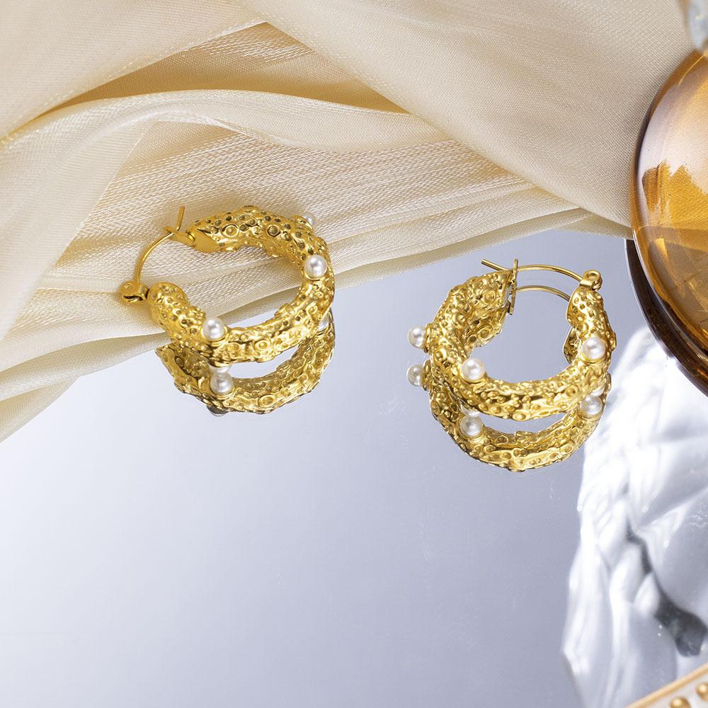 Fashion Commuter Style Geometric Earrings Pearl U-shaped Earrings for Women