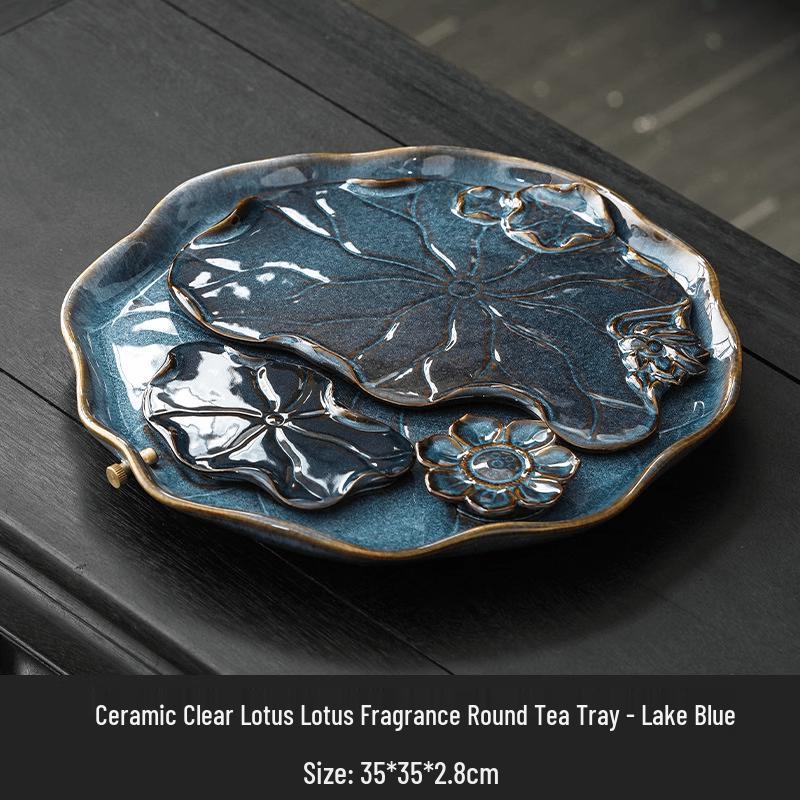 Ceramic Lotus Draining Tea Tray