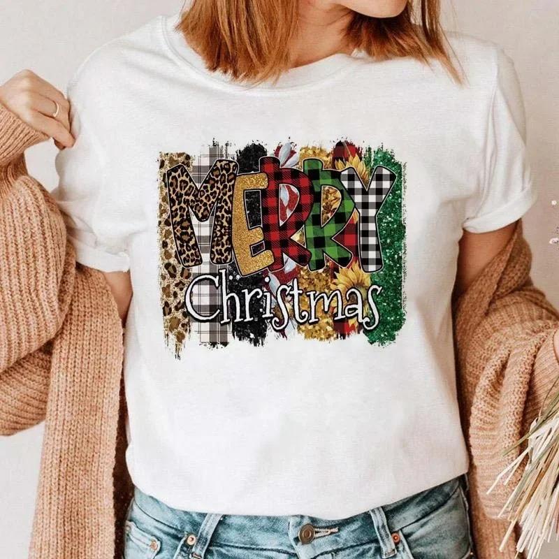 1PC Christmas Snowman Tshirt New Year Christmas Tree Tshirt 2025 Printed Tshirt Womens Shirt Clothing Tshirt