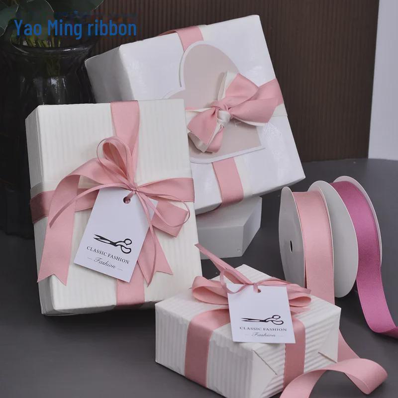 Double-Sided Matte Polyester-Cotton Ribbon, 2.5cm Wide, for Bow and Gift Packaging, Thickened Matte Finish.