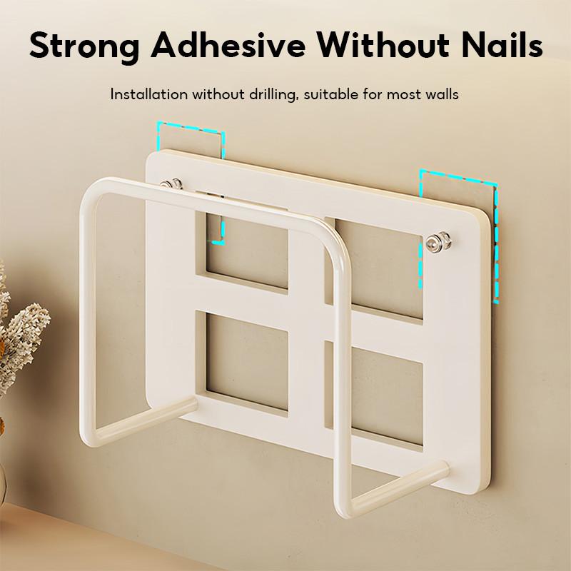 Punch Free Wall Router Bracket Self Adhesive Durable Shelf for WiFi Routers TV Set Top Boxes Living Room Decor